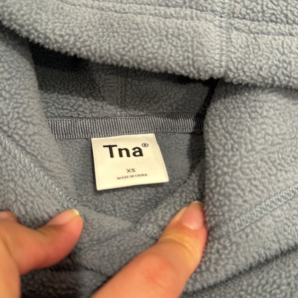 Aritzia Tna Tab Blue Fleece Cropped Hoodie Sweatshirt XS - Picture 2 of 4